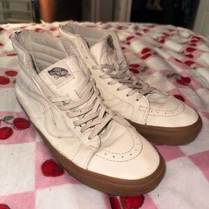 Vans White Tan High-Top Sneakers Classic Design